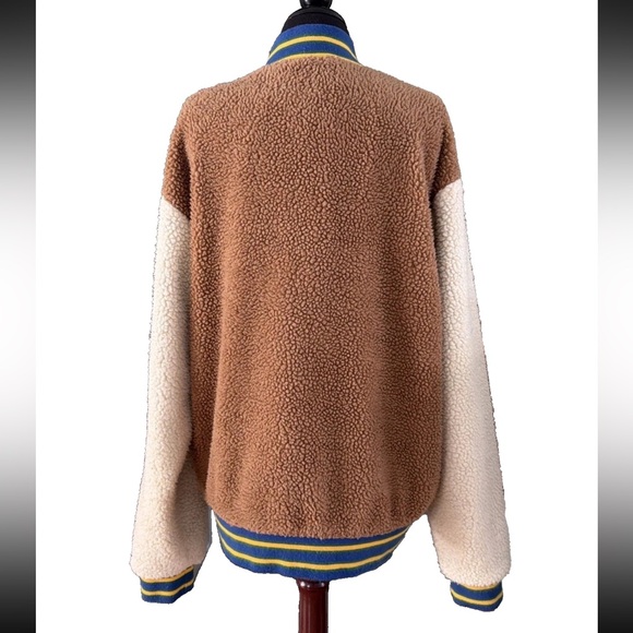 Urban Outfitters Flower Patch Full Button Teddy Fleece Varsity Jacket Size Large - Picture 3 of 11